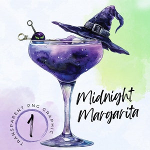 Margarita-clipart middernacht | Spooky Witch Vibes Svg | Griezelige cocktail | Grillige Halloween-clipart | Maan heks clipart | Halloween-cocktail