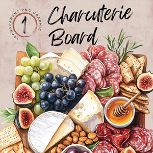 Aquarell Charcuterie Brett Clipart | Käsebrett Graphik | Digitaler Download | Kommerzielle Nutzung | Menü Clipart | Lebensmittel Clipart