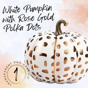 Witte pompoen met roségouden stippen | Herfst Herfst PNG | Zachte esthetiek voor meisjes | Ongewenste herfstdagboek | Halloween-clipart | Witte pompoen, png