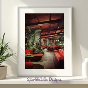 Vintage Tiki Bar Polynesian Printable Wall Art | Moody Tiki Bar Wall Art | Vintage Pulp Style Tropical Bar | Midcentury Dark Fantasy Decor