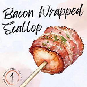 Mit Speck umwickelte Jakobsmuschel, Hors D'oeuvres Clipart | Mit Speck umhüllte Jakobsmuschel-Aperitif PNG | Hochzeit Aperitif Clipart | Hochzeit Menü Clipart