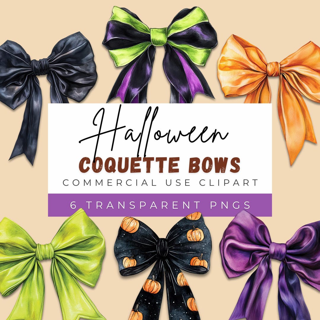 Halloween Coquette Bows PNG | Coquette Halloween Bow | Pumpkin Bow ...