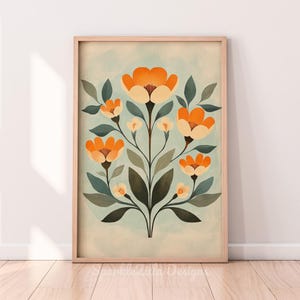 Boho Retro Abstrakte Blumen | Skandinavische Blumen | Blumen Wand Kunst | Vintage Kunst | Boho druckbare Poster | Midcentury Blumen Wandkunst
