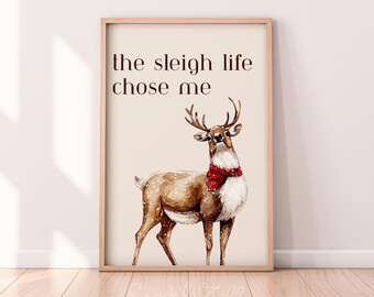 Reindeer Printable Wall Art | Winter Wall Art | Holiday Decor | Reindeer Print | Retro Christmas Art | Christmas Printable Wall Art