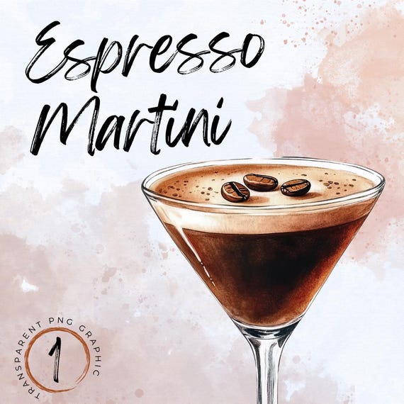 Watercolor Espresso Martini Clipart | Alcohol Drink Illustration | Digital Download | Espresso Martini Illustration | Signature Drink