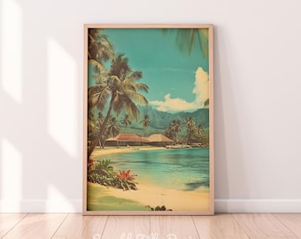 Vintage Tiki Bar in Hawaii Printable Wall Art | Atomic Tiki Prints | Retro Magazine Ad Art | Tiki Bar Poster | 1950S Style Tiki Wall Art