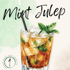 Clipart acquerello Mint Julep / Illustrazione di cocktail / Cocktail del Kentucky Derby / PNG digitale di cocktail / Arte Mint Julep / Cocktail del Derby
