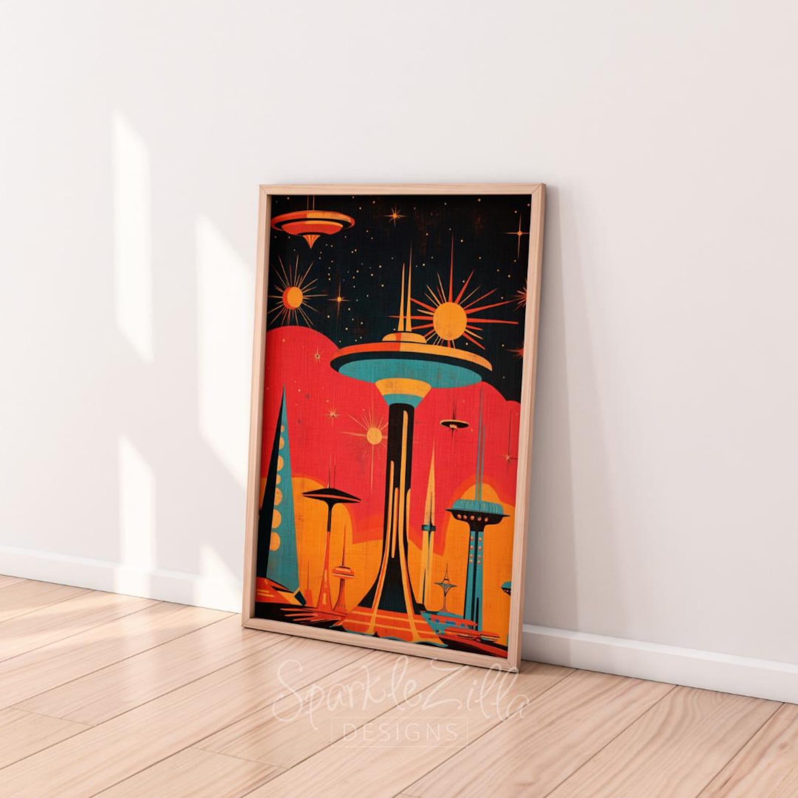 Midcentury Atomic Abstract Printable Wall Art | Midcentury Art ...