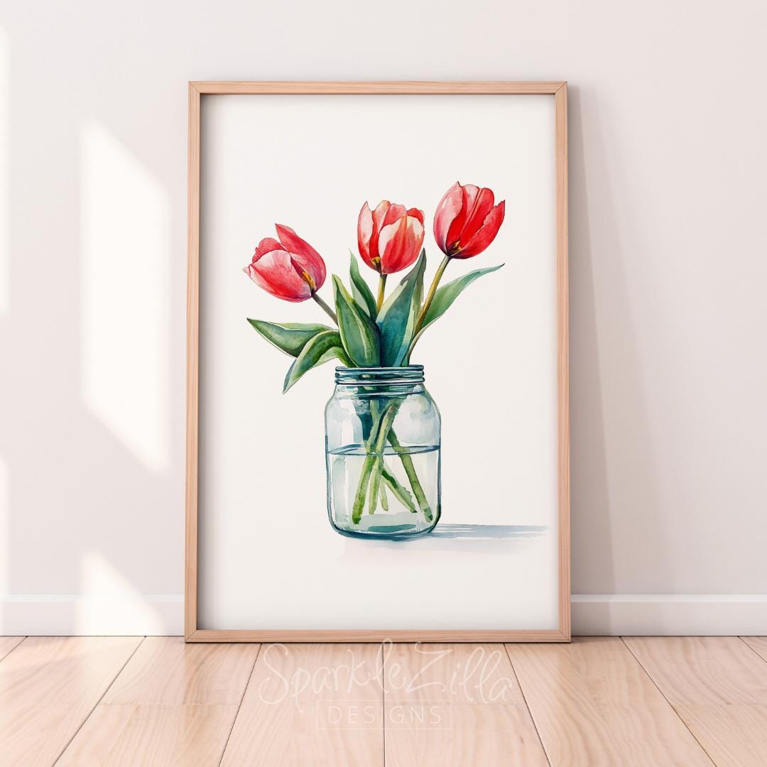 Vintage Tulip Illustration: Floral Wall Art Print (digital Download) - Etsy