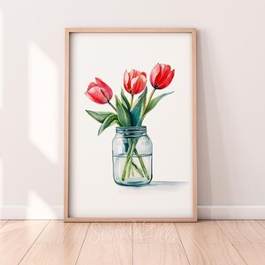 Vintage Tulip Printable Wall Art | Floral Illustration Wall Decor | Trendy Tulip Flower Art | Cottagecore Nursery Art | Nursery Wall Art