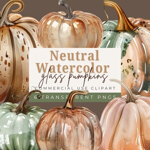 Clipart de calabaza de vidrio de acuarela neutra / Clipart de otoño / Clipart de otoño / Clipart de Halloween / Calabaza de acuarela / Calabaza de vidrio PNG