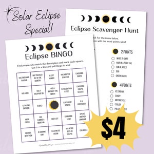 Solar Eclipse Games |  Eclipse 2024 | Eclipse Party | Games For Kids | Scavenger Hunt | 2024 Solar Eclipse | Family | Printable Activity