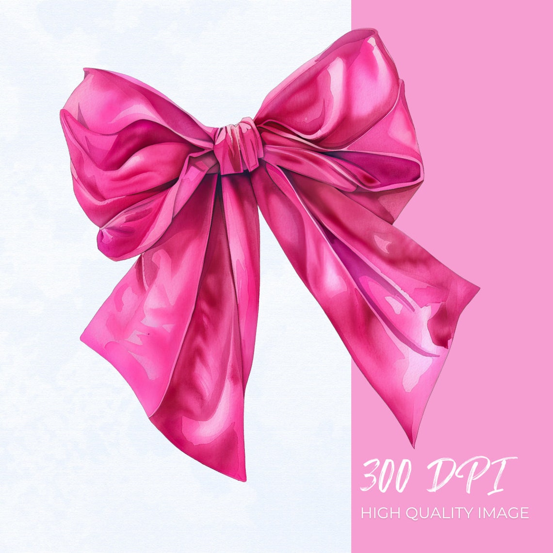 Cute Coquette Hot Pink Bow Watercolor Clipart Png | Hot Pink Bow| Pink ...