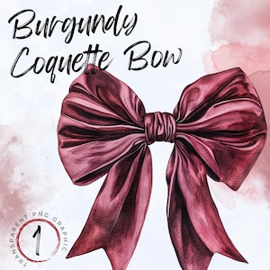 Burgundy Coquette Bow PNG | Bow Coquette | Maroon Satin Bow Clipart | Fall Coquette | Autumn Coquette | Cute Burgundy Bow PNG | Maroon Bow