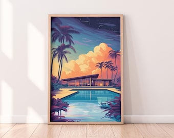 Mid Century Pool Wall Art | Retro Pool Decor | Vintage Swimming Prints | Aesthetic Wall Art for Home and Office | Midcentury Pool Vintage
