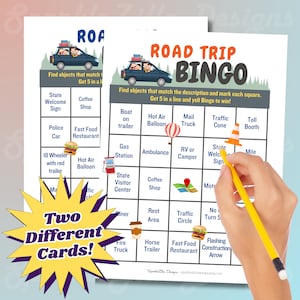 Printable Road Trip Activities for Kids | Kids Road Trip Bingo | Printable Car Trip Game | Printable Car Bingo | Road Trip Bingo