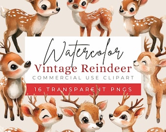 Vintage Reindeer SVG | Nostalgic Reindeer PNG | Vintage Reindeer clipart | Christmas Clip Art | Monogram Svg | Vintage Baby Deer Png Clipart