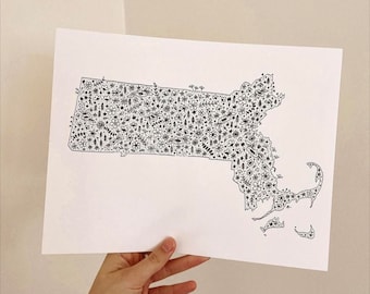 Cyfrowy wydruk stanu Massachusetts kwitnącego