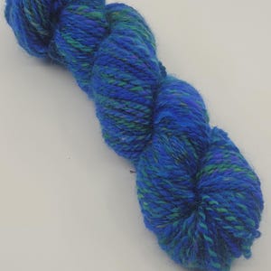 Handspun, hand dyed green and blue yarn, variegated, Merino Wool worsted weight, 2-ply yarn