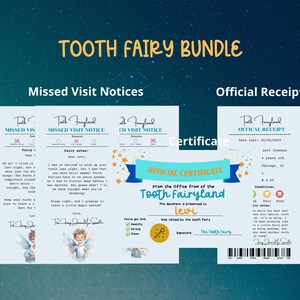 Pacchetto Fatina dei denti, Ricevuta Fatina dei denti, Nota Fatina dei denti, Accessorio cuscino, Stampa Fatina dei denti, Certificato del primo dente, Set modificabile