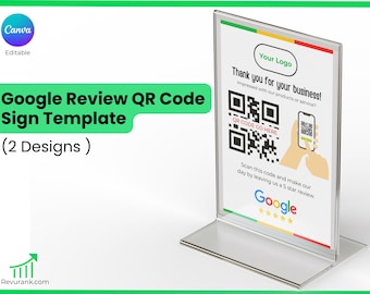 Google Review QR Code Sign Canva Template, Business Review Request Sign, Ask for Review Template, QR Code Review Sign