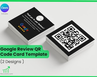 Review Card QR Code Template, Google Review Card Business Card, Leave Us A Review Card, QR Code Cards, Thank You Card