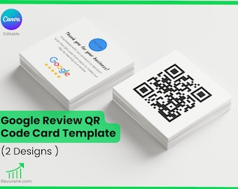 Google Review Card Template QR Code Business Cards, Thank You Card Google Review Us, Scannable Review Cards, Google Review Card