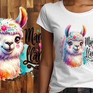 Mama Llama - Sublimation PNG Digital Download for photo graphic t-shirts - Llama Lovers - cute saying - Graphic Tee Design