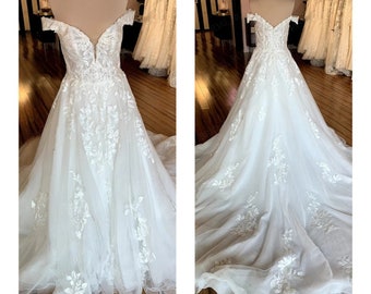 Iris Gown - V Neck Ball Gown A-Line Lace Wedding Dresses