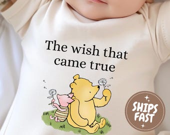 The Wish That Came True Baby rompertje®, romper Pooh Bear IVF-babyaankondiging, één stuk zwangerschap onthullen, outfit vintage beer, cadeau pasgeborene