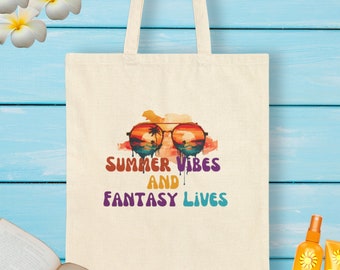 Groovy Bookish Fantasy Summer Cotton Canvas Tote Bag