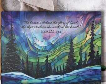 Personalized Bible Verse Glass Cutting Board: Christian Gift, Religious Home Decor
