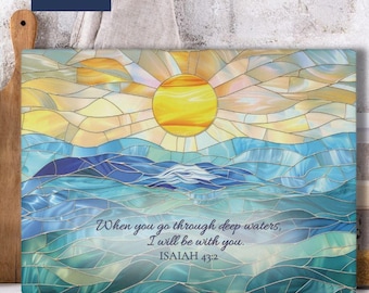 Custom Glass Cutting Board Christian Stained Glass Effect Bible Verse Gifts for Christian Friend Catholic Gift Religious Housewarming Gift