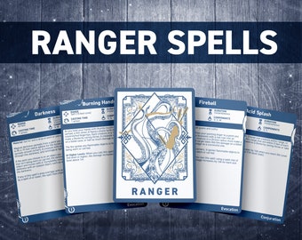 Carte degli incantesimi DnD Ranger / Libro degli incantesimi Dnd / D&D stampabile / Dungeons and Dragons 5e / Accessori Dnd