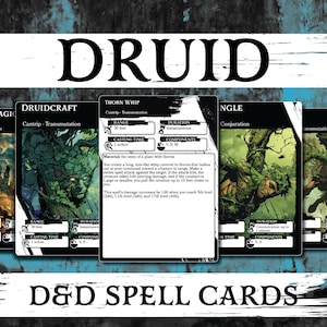 Cartas de Feitiço DnD | Druida | Masmorras e Dragões 5e | Livro de feitiços d&d