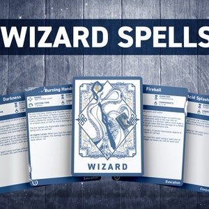 Spellkaarten voor DnD-wizards | Dnd-spreukenboek | Afdrukbaar D&D | Kerkers en draken 5e | Overige accessoires
