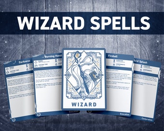 DnD Wizard Spell Cards: Dungeons and Dragons 5e (PDF)