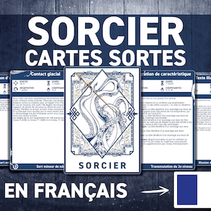 Cartes de Sorts Sorcier DND | Grimoire DND | Imprimables D&D | Donjons et Dragons 5e wydanie | Akcesoria DND