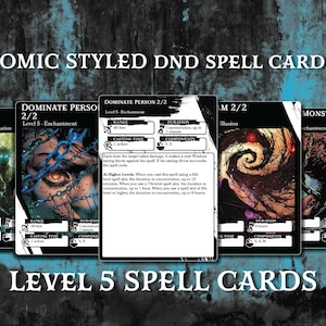 Cartas de hechizos DnD / Nivel 5 ilustrado / Mazmorras y dragones 5e / Libro de hechizos d&d