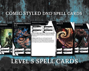 DnD Spell Cards | Level 5 Illustrated | Dungeons and Dragons 5e | d&d Spellbook