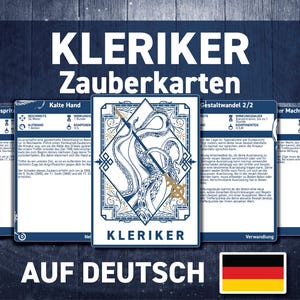 Cartão de crédito Kleriker DND | DND Zauberbuch | Druckbare D&D | Dungeons und Dragons 5. Edição | DND-Zubehör