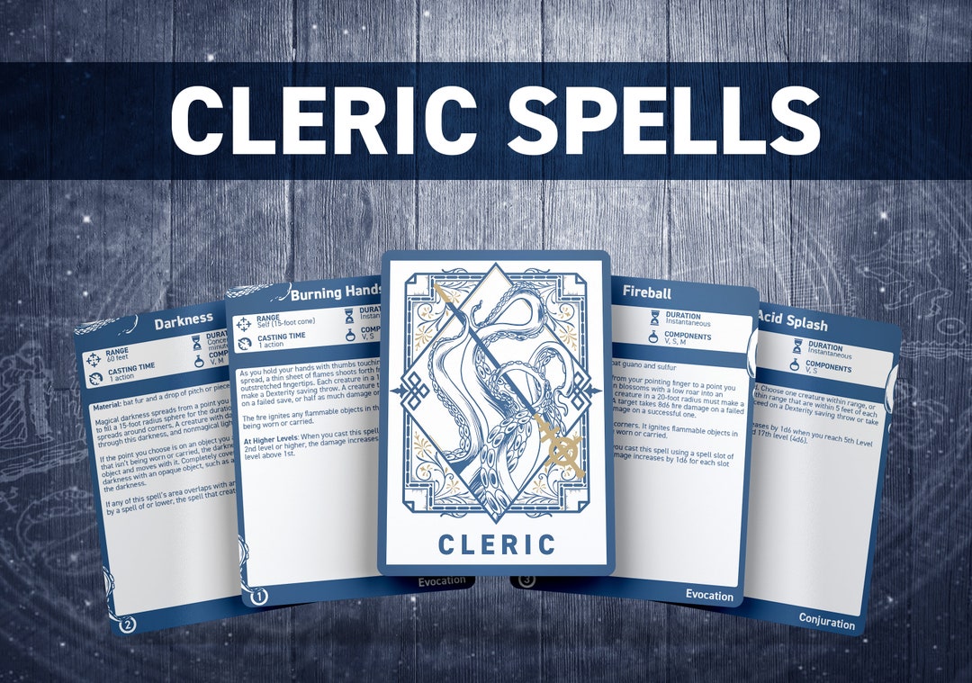 Dnd Cleric Spell Cards | Dnd Spellbook | D&D Printable | Dungeons and ...