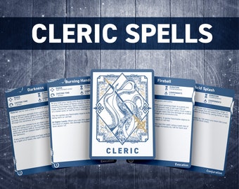 DnD Cleric Spell Cards: Dungeons and Dragons 5e (Printable)
