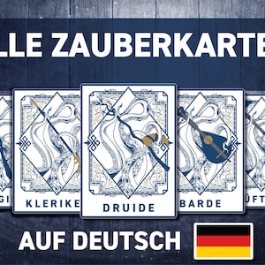 Satz von Zauberkarten DND für Jede Klasse | DND Zauberbuch | Druckbare D&D | Dungeons und Dragons 5. Edition | DND Zubehör