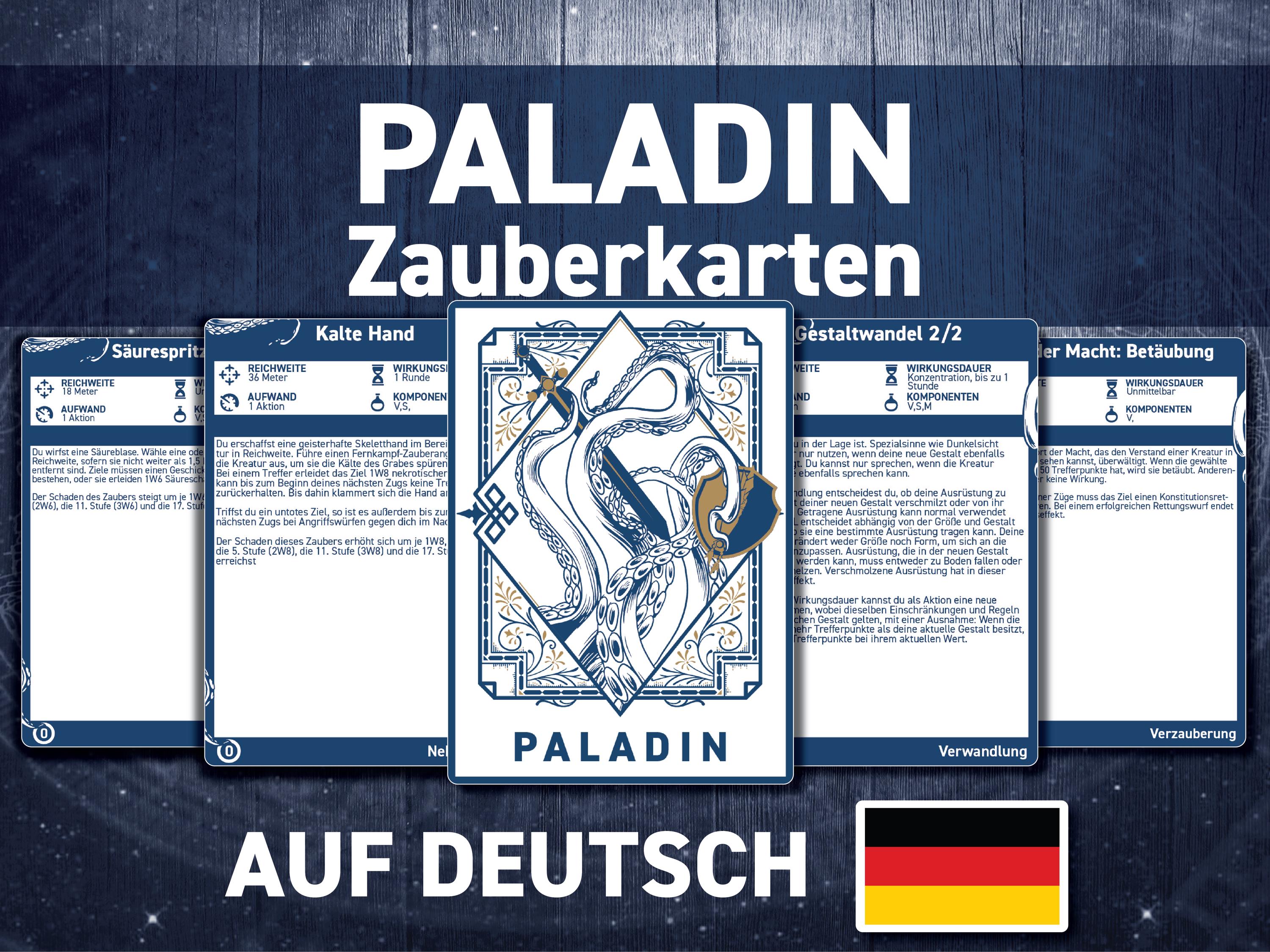 Zauberkarten Paladin DND DND Zauberbuch Druckbare D&D Dungeons Und ...