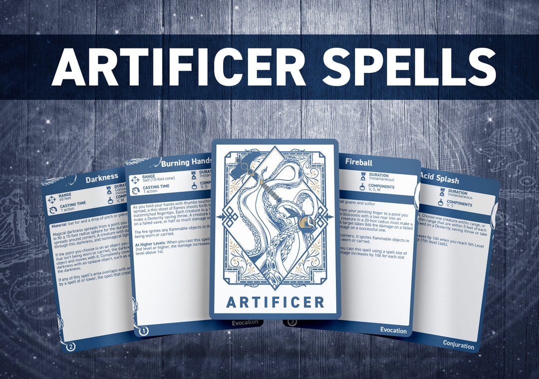 Spellbook Accessory Dnd Artificer Spell Cards | Dnd Spellbook | D&D Printable | Dungeons ...