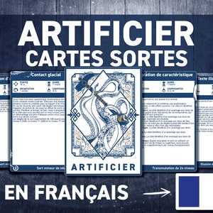 Cartes de Sorts Artificier DND | Grimoire DND | Imprimables D&D | Donjons et Dragons 5e Édition | Accessoires DND