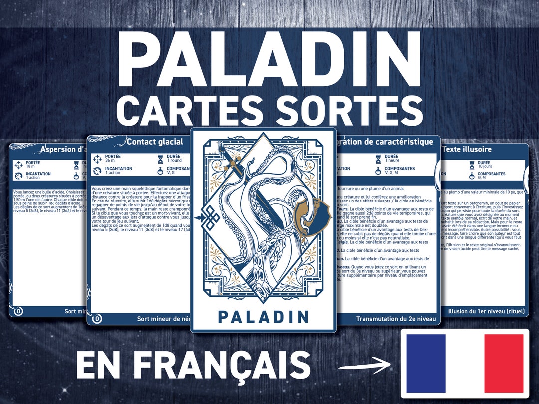 Cartes De Sorts Paladin DND Grimoire DND Imprimables D&D Donjons Et Dragons 5e Édition