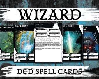 DnD Spell Cards | Wizard | Dungeons and Dragons 5e | d&d Spellbook