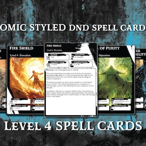 DnD-spreukkaarten | Geïllustreerd niveau 4 | Dungeons and Dragons 5e | d&d Spellbook